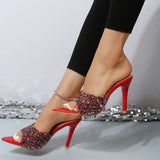 Sequin Point Toe Mid Heel Sandals from My Pampered Life Seattle