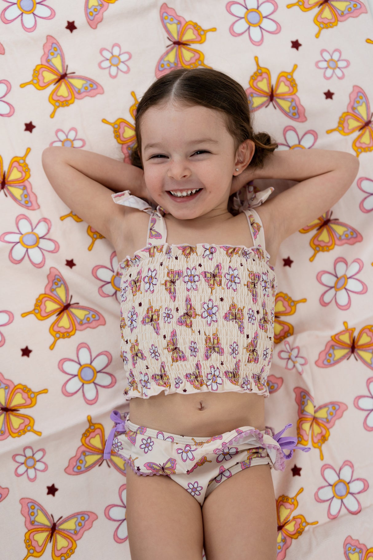 BLOSSOMIN’ BUTTERFLY DREAM SMOCKED TANKINI TWO PIECE SWIM SUIT from DREAM BIG LITTLE CO
