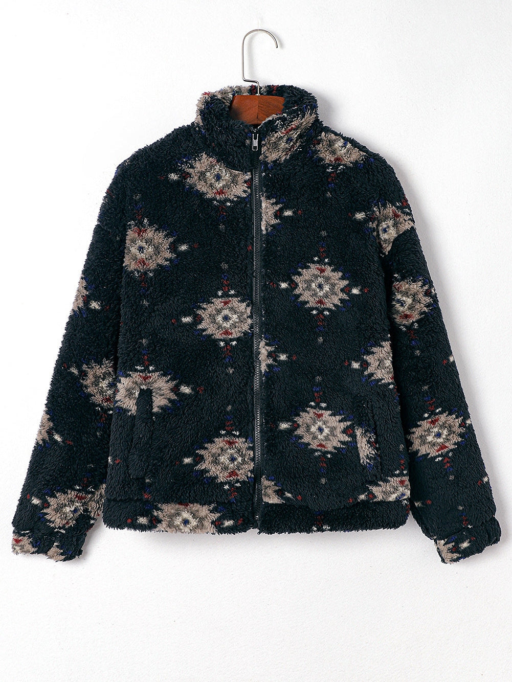 Black and White Aztec Sherpa Jacket from MsDressly