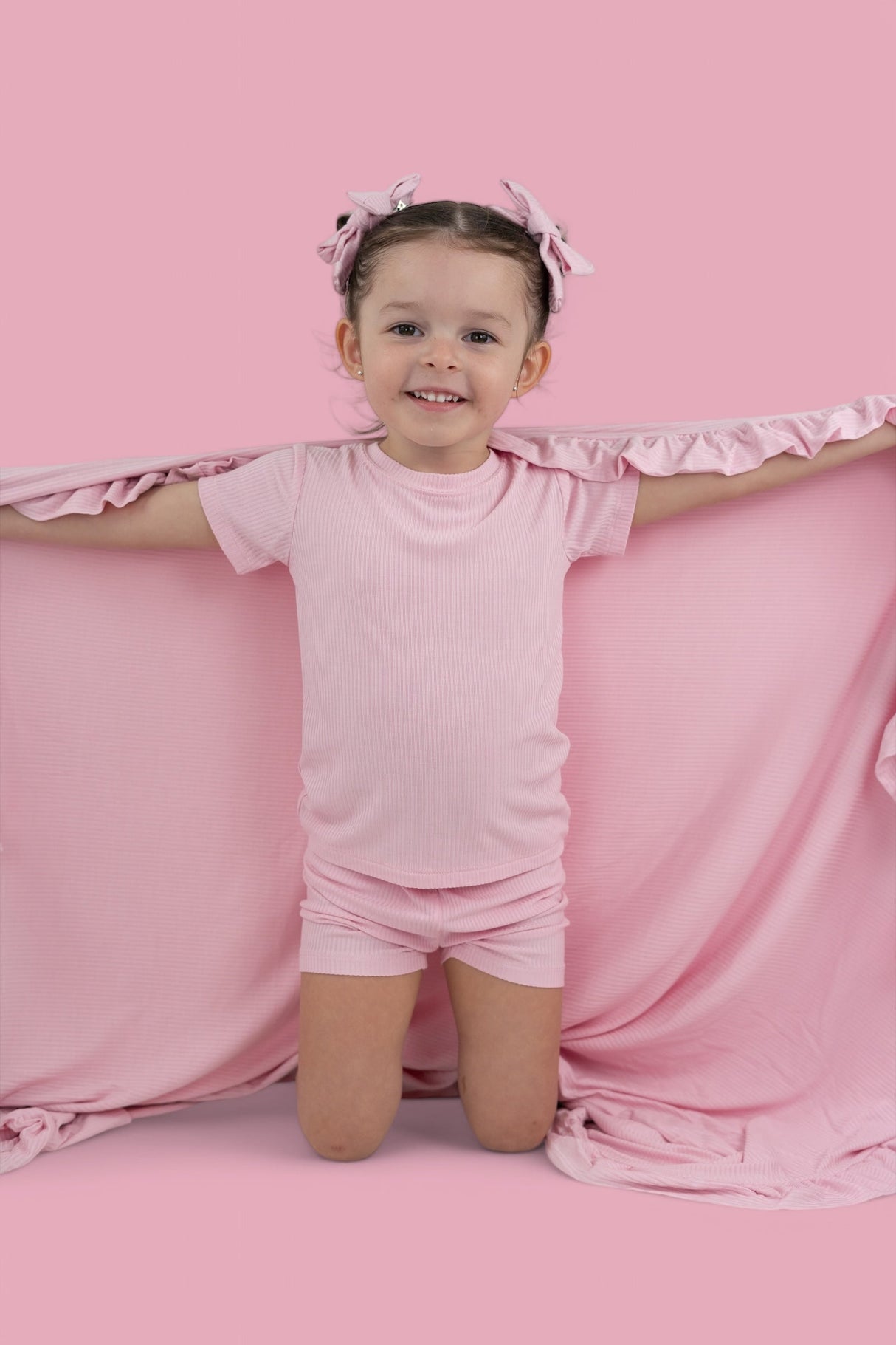 PINK ROSE RIB DREAM SHORT SET from DREAM BIG LITTLE CO