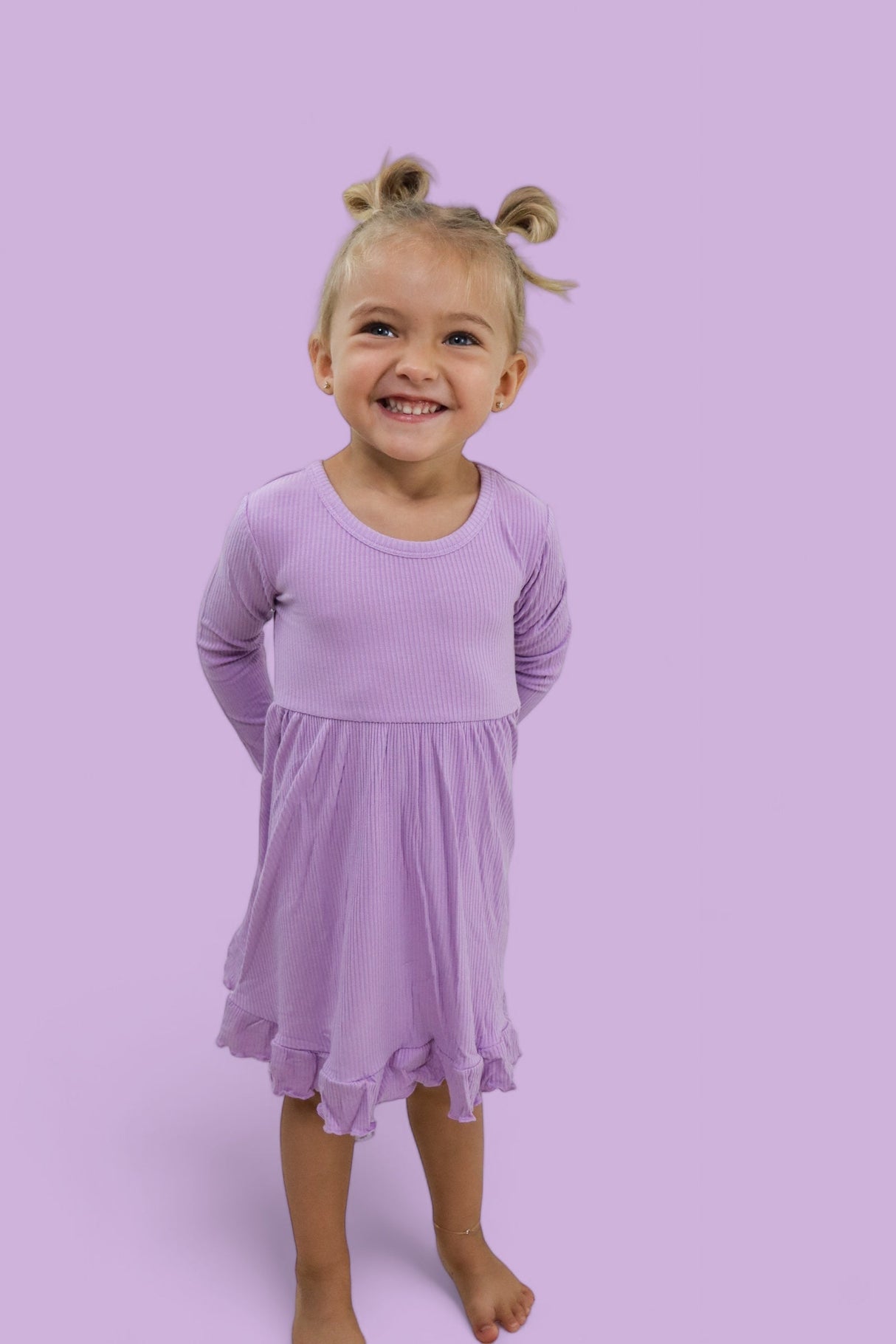 AMETHYST RIB DREAM RUFFLE DRESS from DREAM BIG LITTLE CO