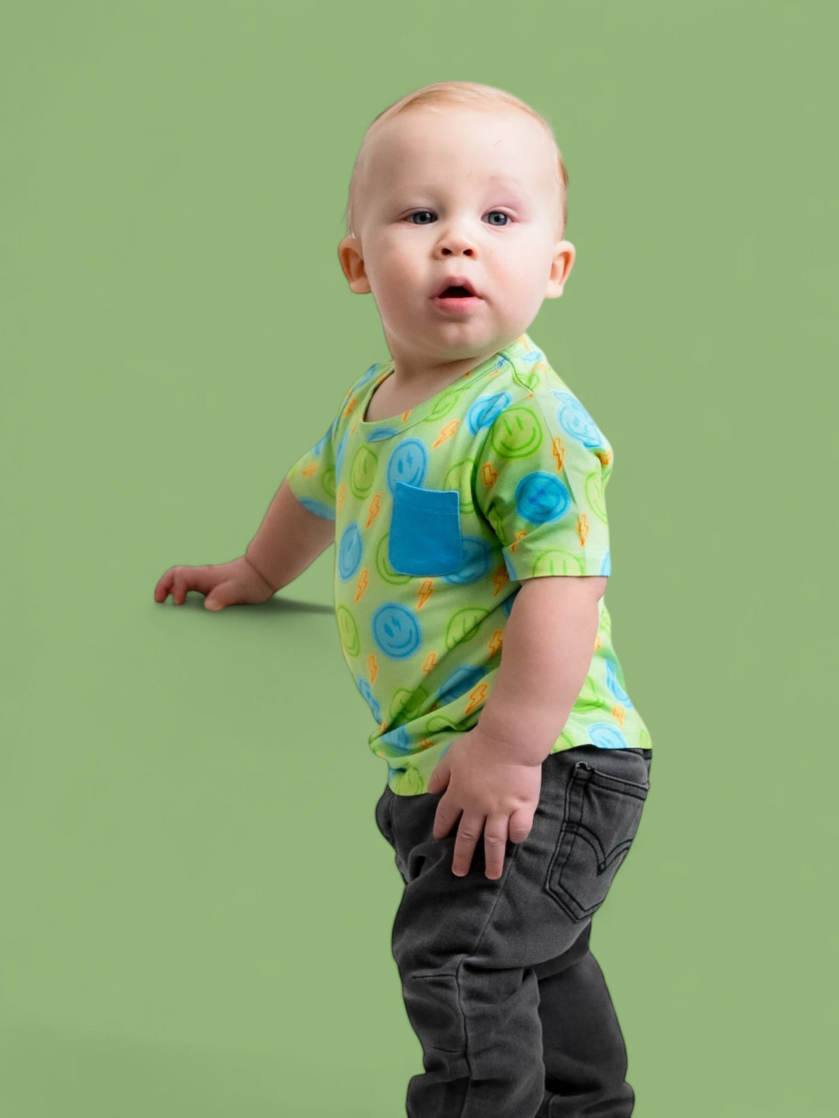 NEON SMILES DREAM POCKET TEE from DREAM BIG LITTLE CO