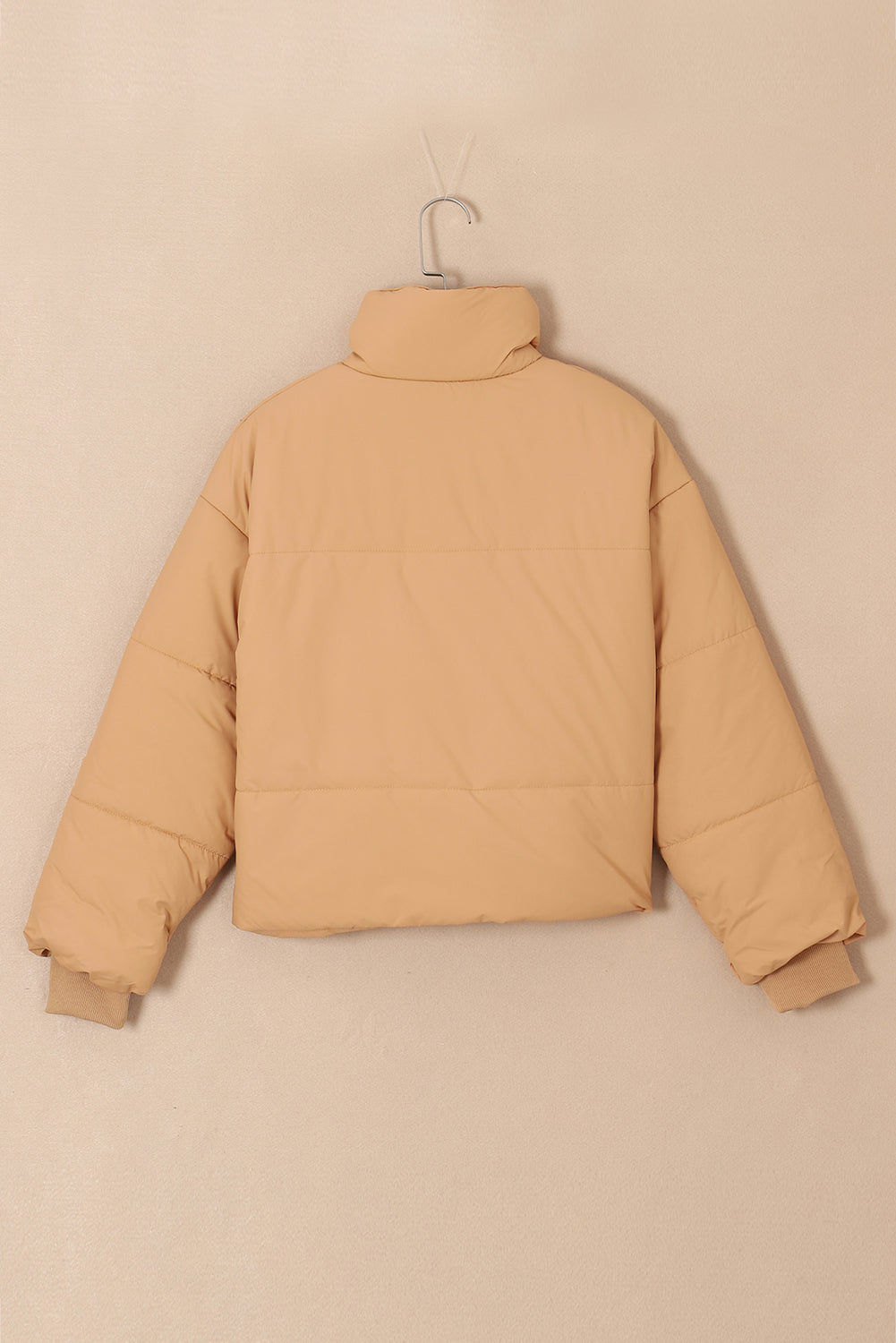 Brown Zip Up Pocketed Puffer Coat From MsDressly