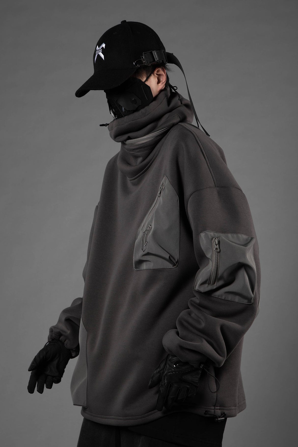 H33 Grey Utility Transformer Hoodie From Niepce Inc