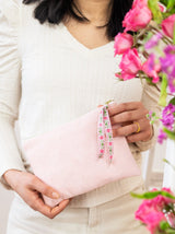 Pink Fleur Vegan Suede Clutch Purse from Ash & Rose