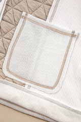 Beige Quilted Textured Patchwork Loose Fit Hooded Jacket from MsDressly