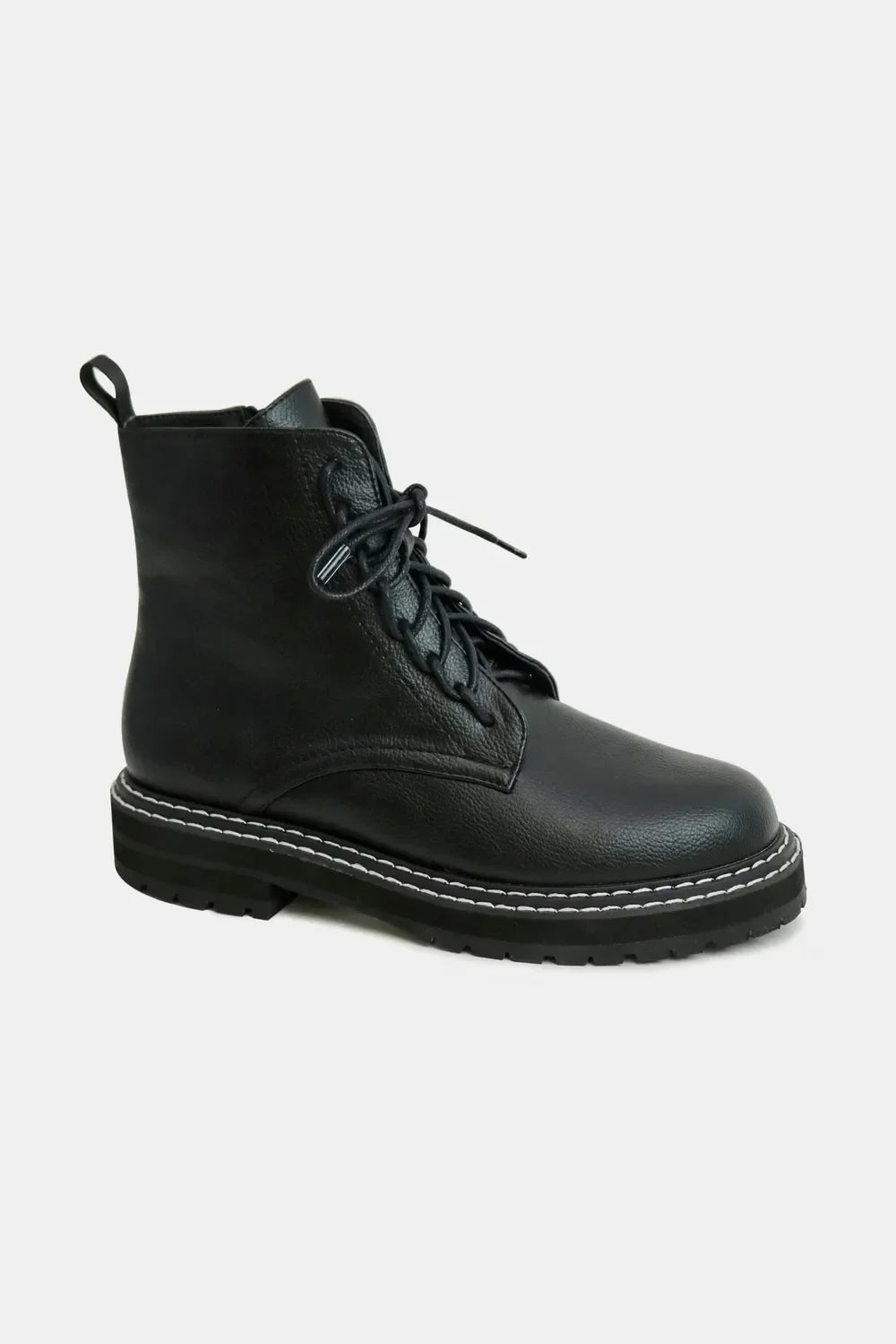 Beast Fashion Faux Leather Lace-Up Boots with Side Zipper from My Pampered Life Seattle