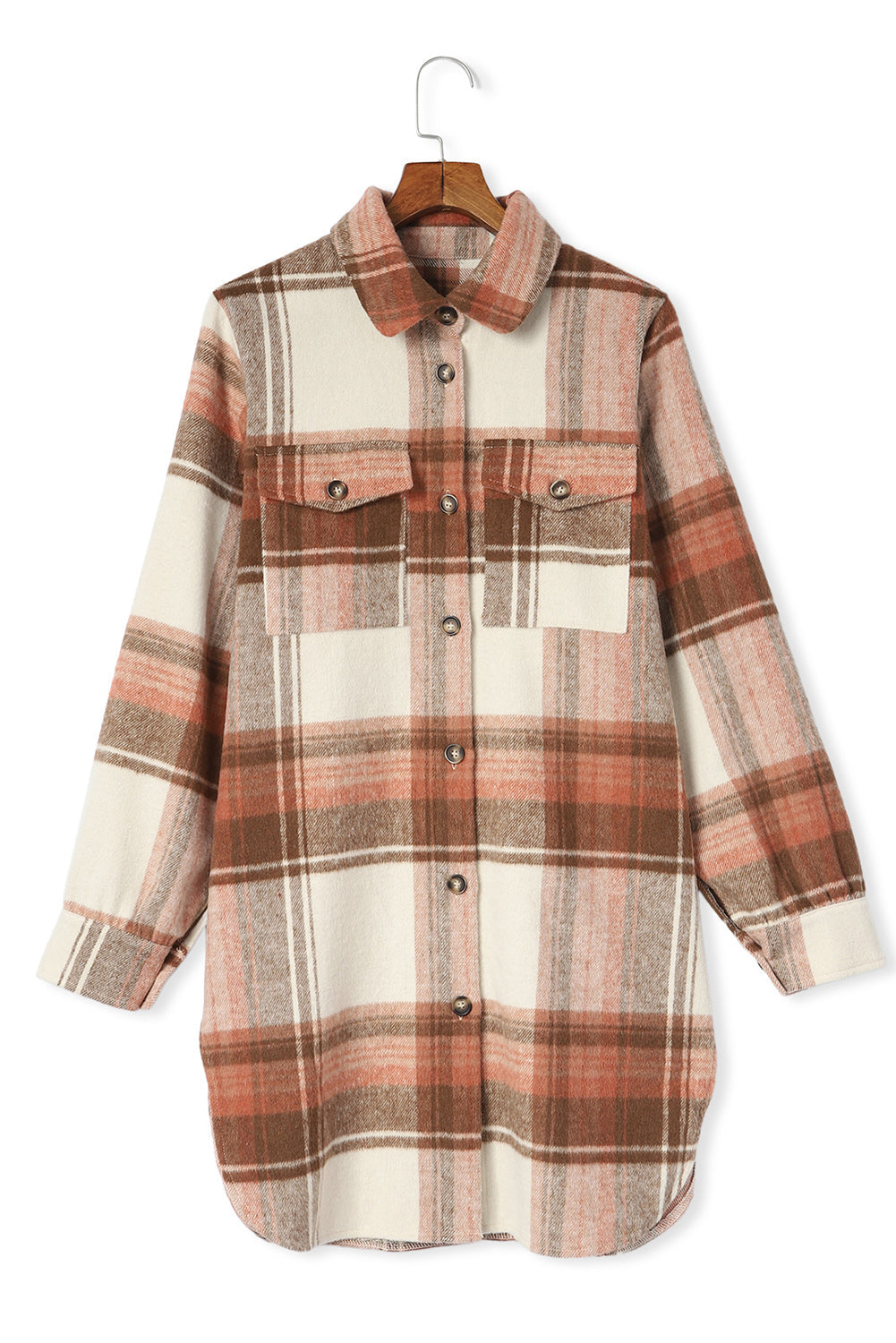 Autumn Plaid Button-Down Shirt Jacket from MsDressly