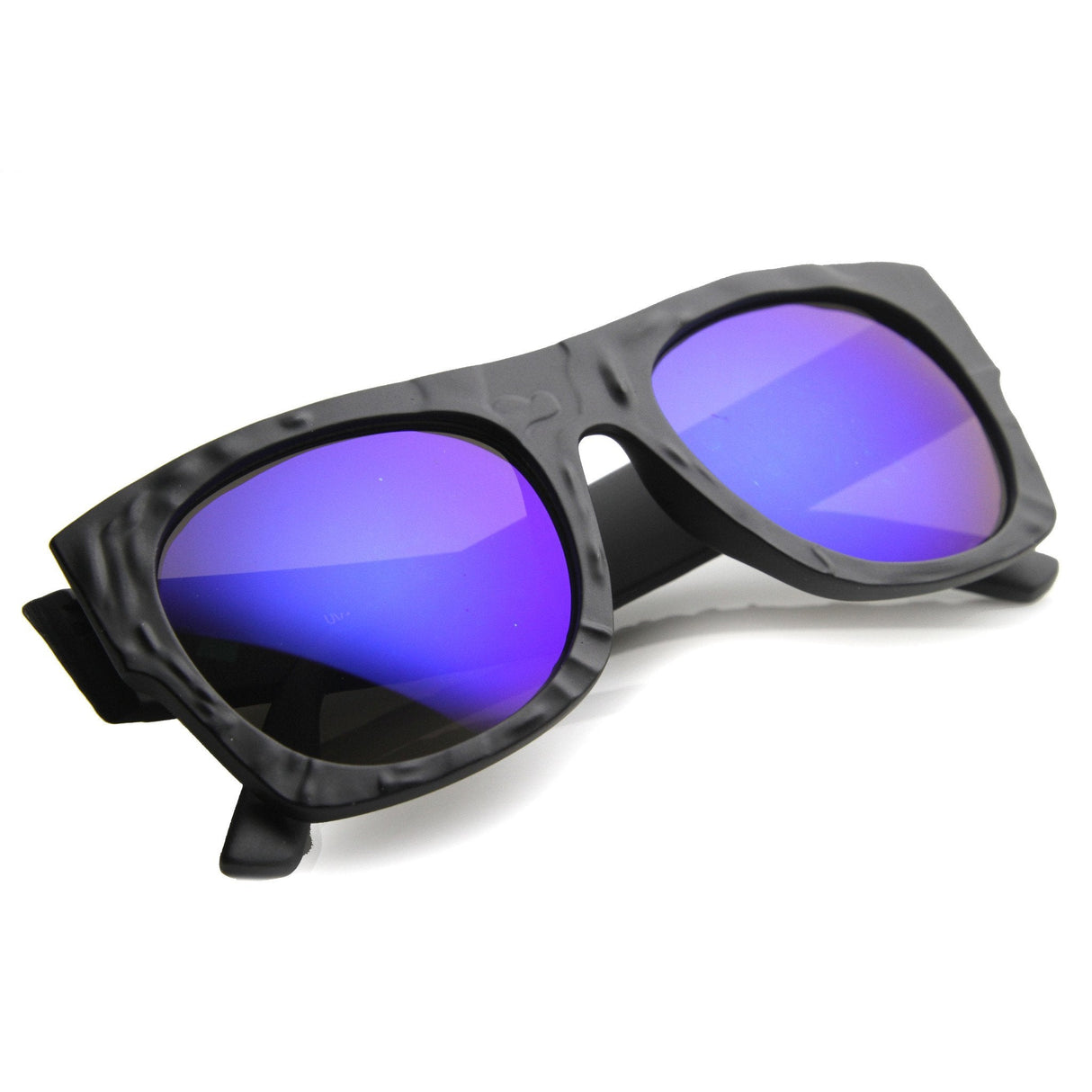 Unique Textured Square Flat Top Sunglasses 9866 from zeroUV