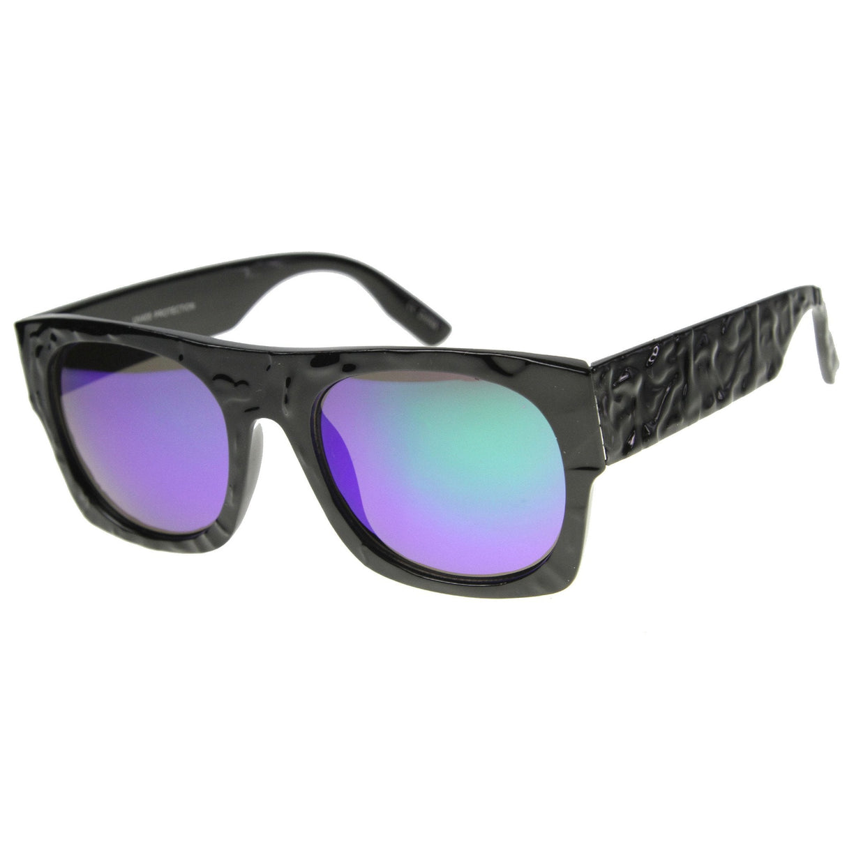 Unique Textured Square Flat Top Sunglasses 9866 from zeroUV