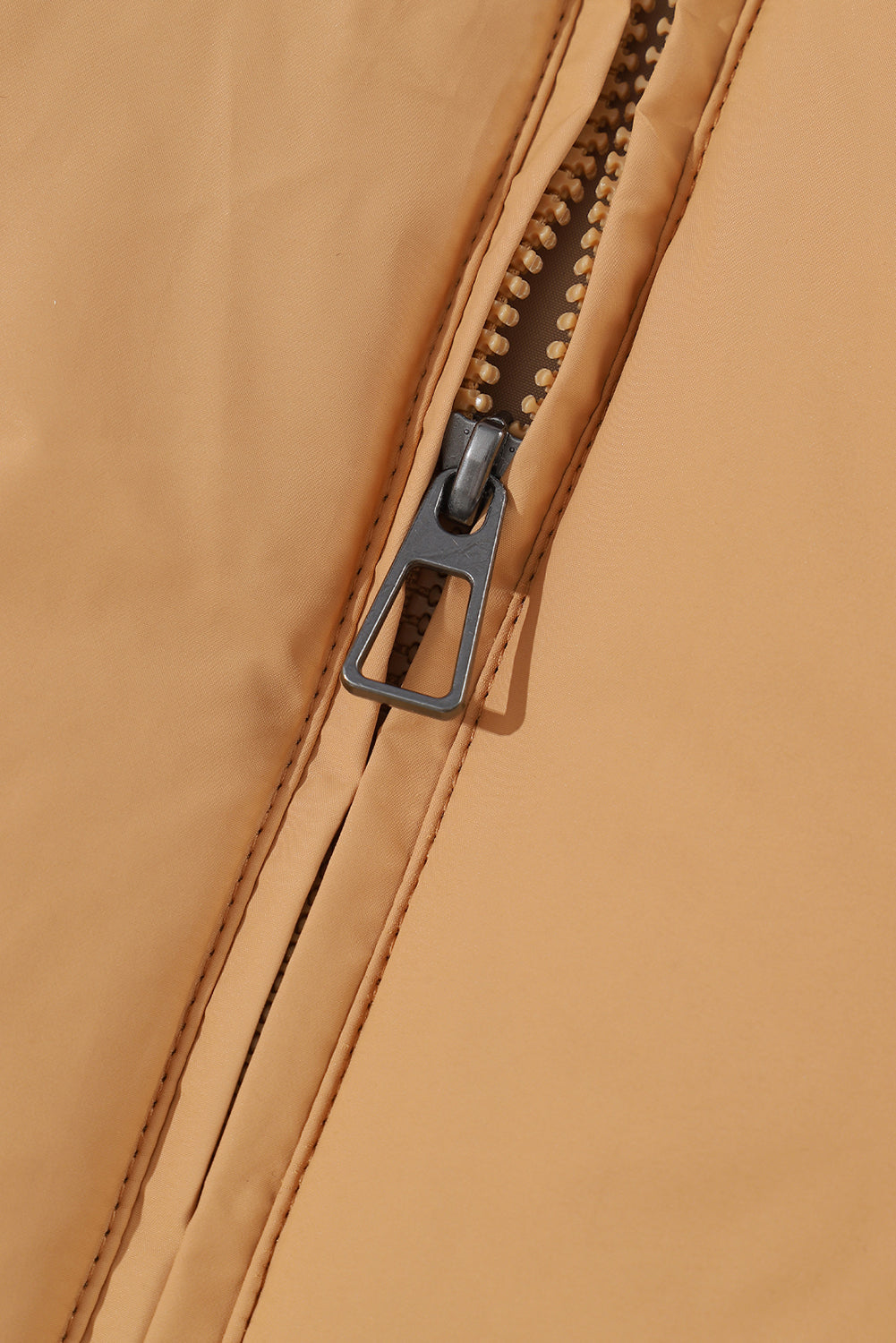 Brown Zip Up Pocketed Puffer Coat From MsDressly