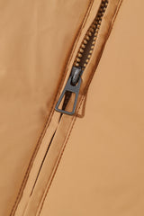 Brown Zip Up Pocketed Puffer Coat From MsDressly