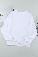 Beige Sequin Cheetah O Neck Drop Shoulder Sweatshirt from MsDressly
