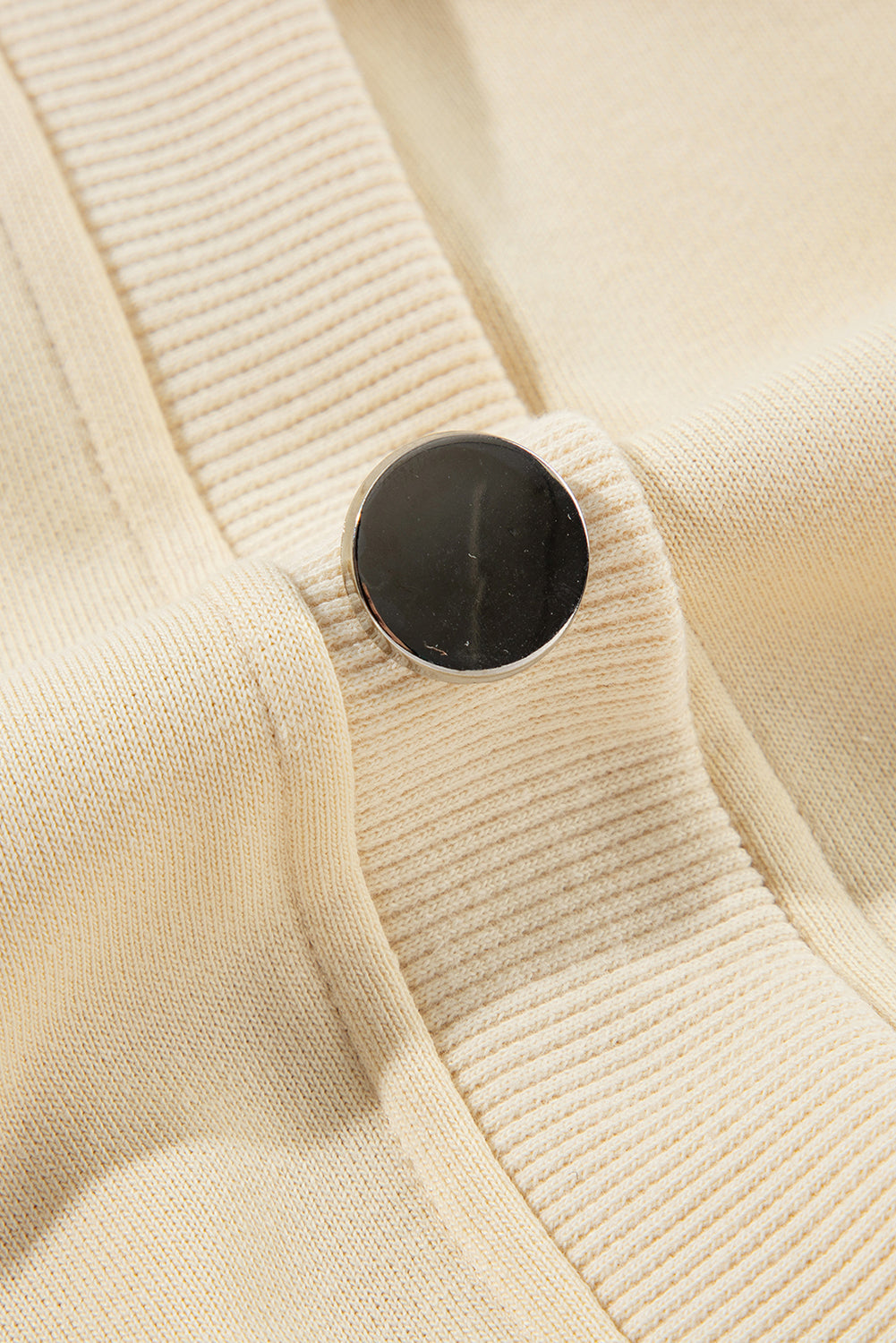 Beige Buttoned Sleeve Dropped Shoulder Sweatshirt from MsDressly