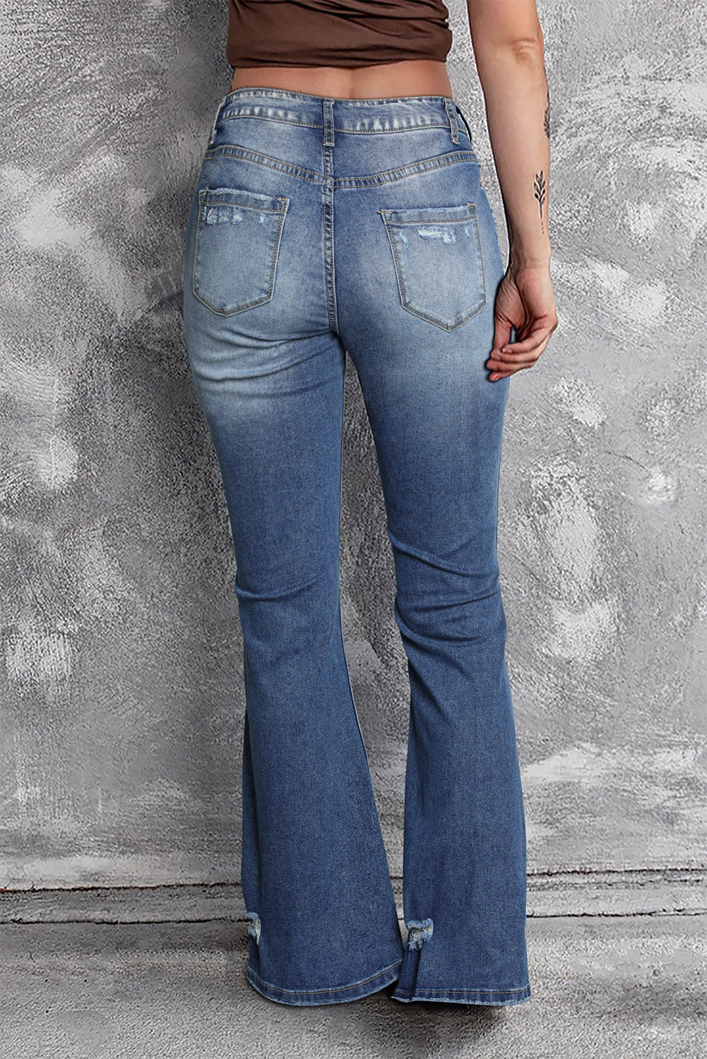 Angelina Distressed Flare Jeans From Threaded Pear