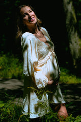 Beige Crochet Lace Button Front Maternity Dress from PinkBlush