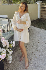 Beige Crochet Lace Button Front Maternity Dress from PinkBlush