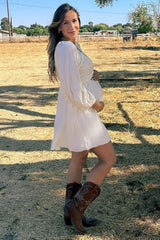 Beige Crochet Lace Button Front Maternity Dress from PinkBlush