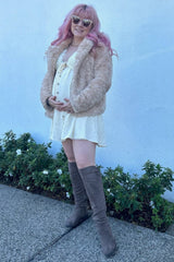 Beige Crochet Lace Button Front Maternity Dress from PinkBlush
