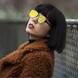 Modern Metal Crossbar Mirrored Lens Flat Front Sunglasses A145 from zeroUV
