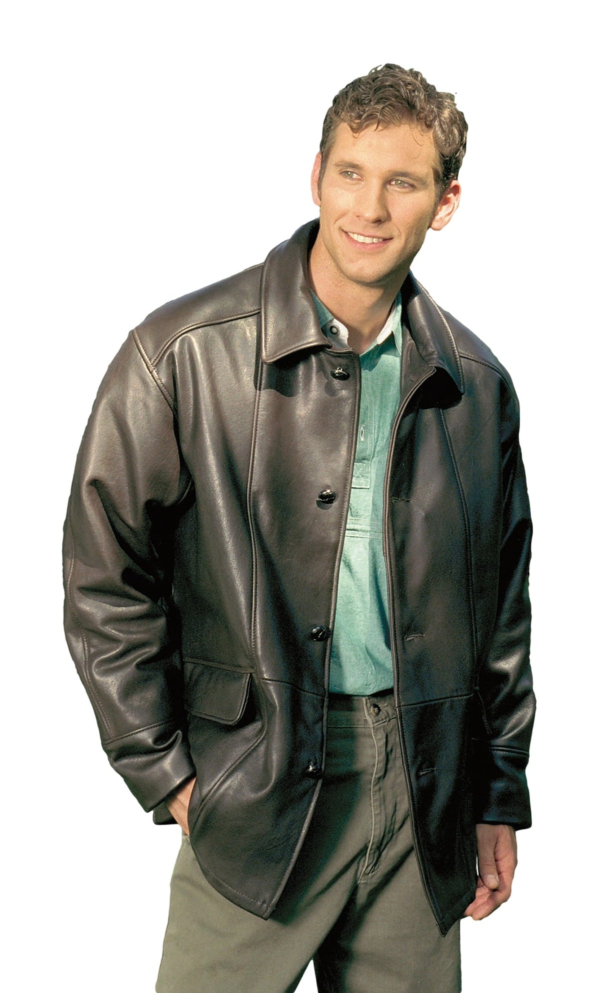 REED Men's Premium Four Button Car Coat Leather Jacket Made in USA from Reed Leather