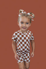 COPPER CHECKERS DREAM SHORT SET from DREAM BIG LITTLE CO