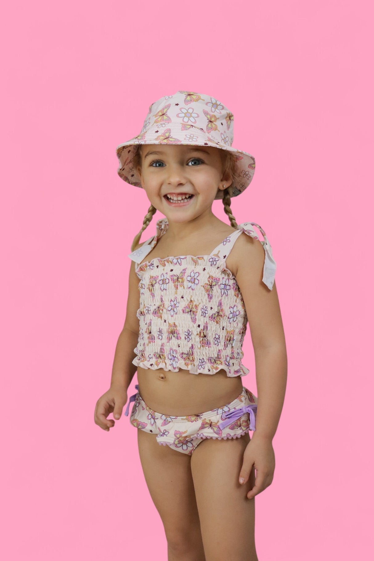 BLOSSOMIN’ BUTTERFLY DREAM SMOCKED TANKINI TWO PIECE SWIM SUIT from DREAM BIG LITTLE CO