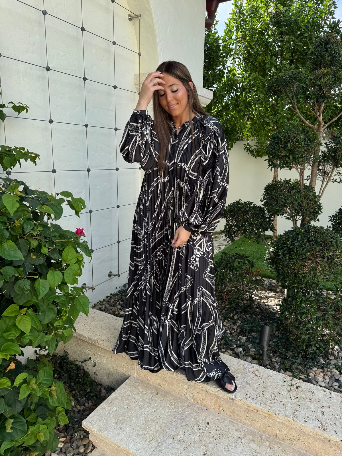 Black Horseshoe Beauty Pleated Dress From Drama NYC Plus