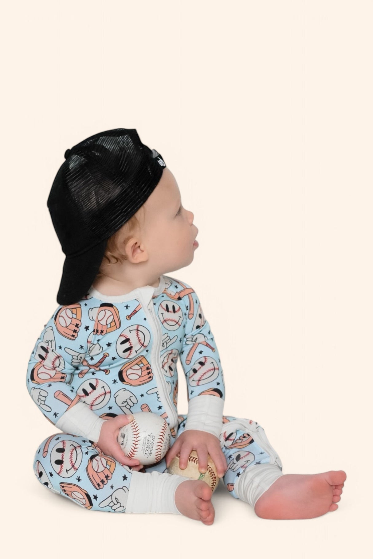 BASEBALL SMILEY DREAM ROMPER from DREAM BIG LITTLE CO