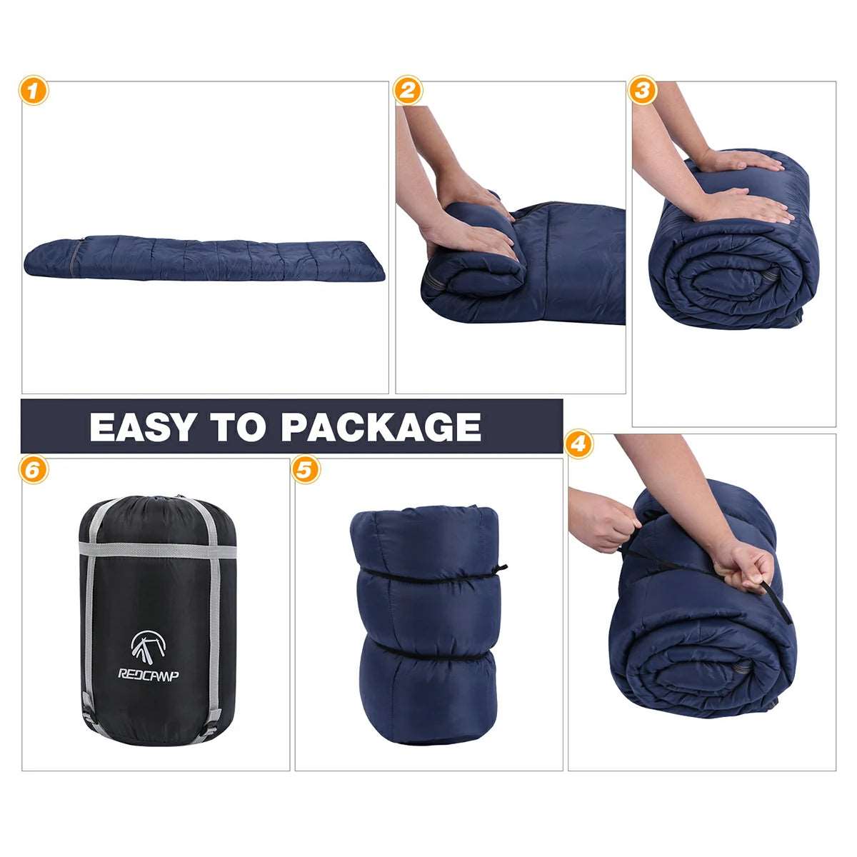 Hooded Camping Sleeping Bag for Adult with Cotton Flannel,Red,Blue,Navy Blue From Redcamp