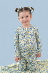 VINTAGE CITRUS TOILE DREAM RUFFLE ROMPER from DREAM BIG LITTLE CO