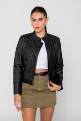 Women's Skylar Biker PU Faux Leather Jacket From FAD