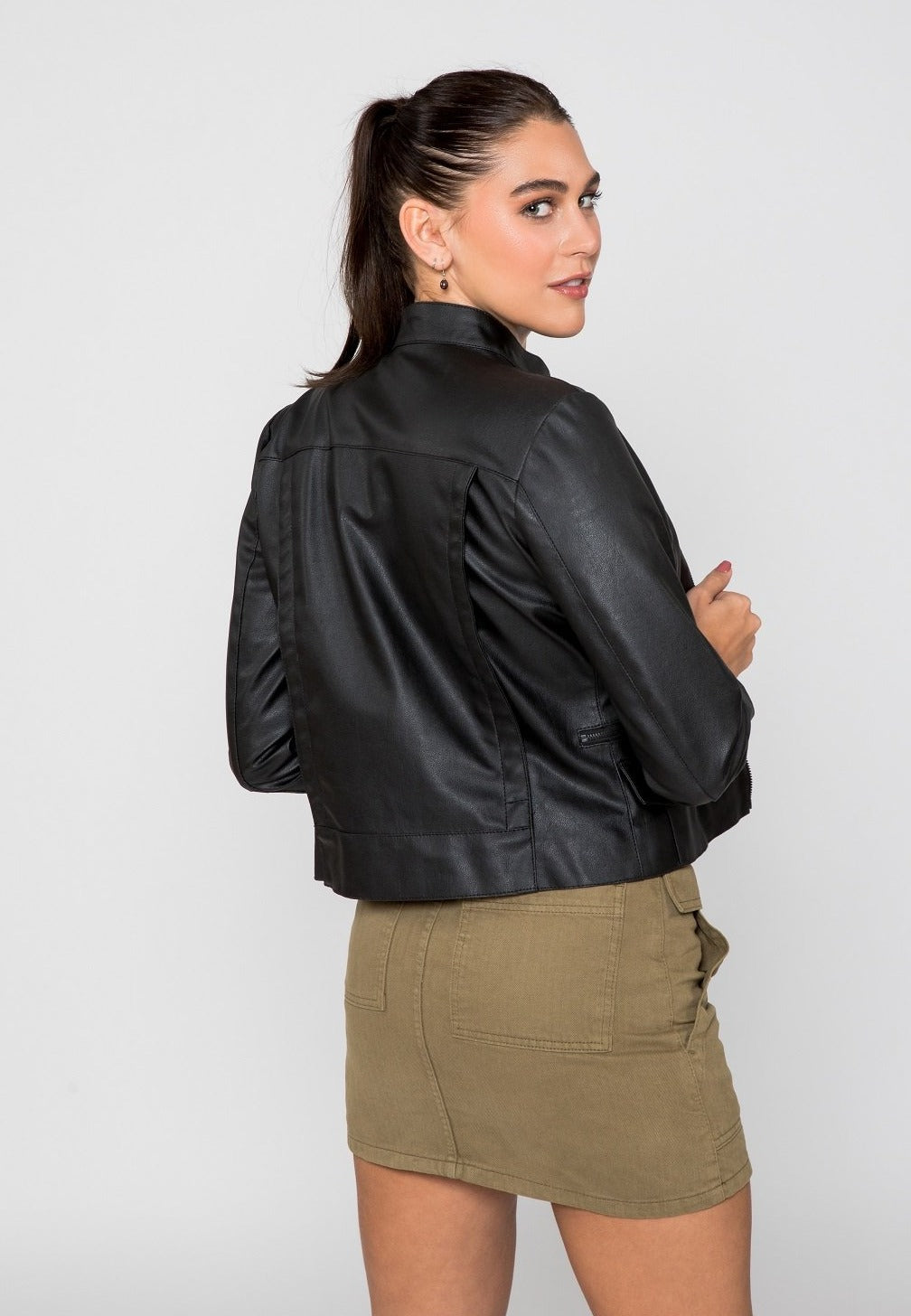 Women's Skylar Biker PU Faux Leather Jacket From FAD
