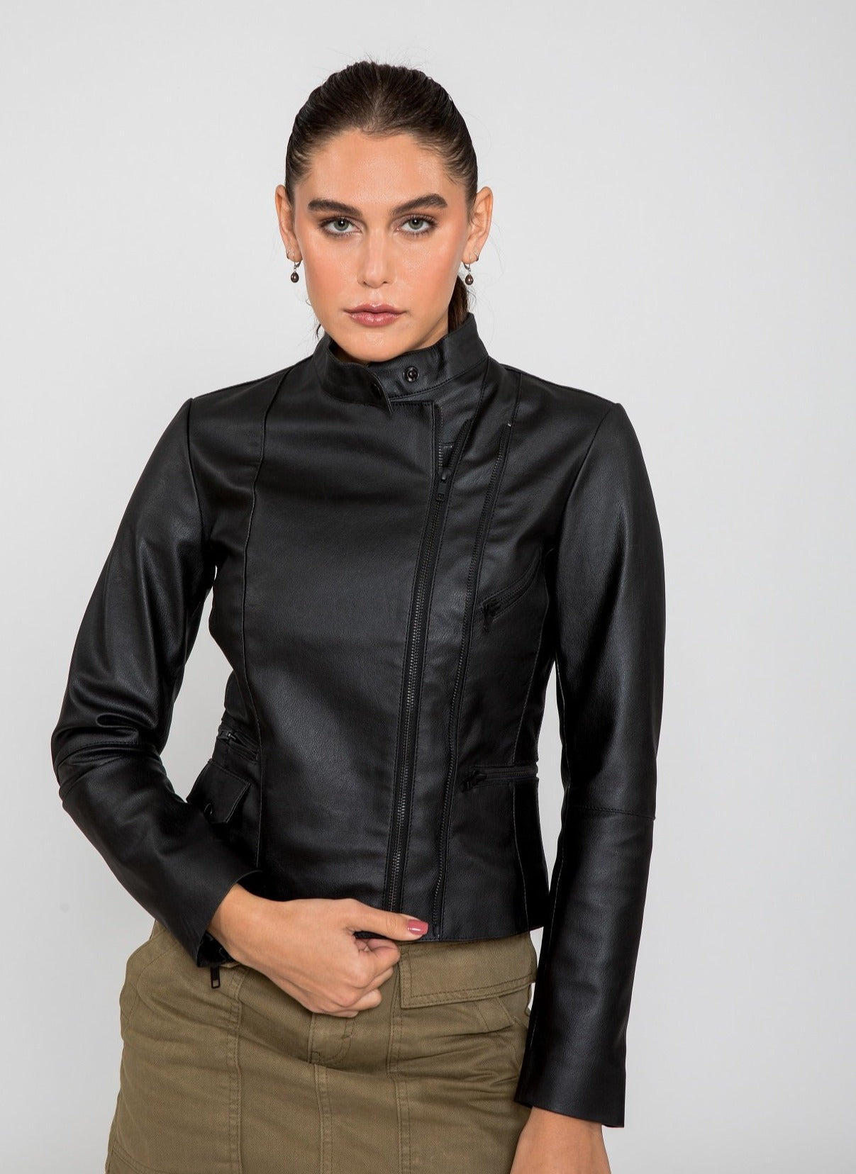 Women's Skylar Biker PU Faux Leather Jacket From FAD