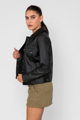 Women's Chloe Trucker PU Faux Leather Jacket From FAD