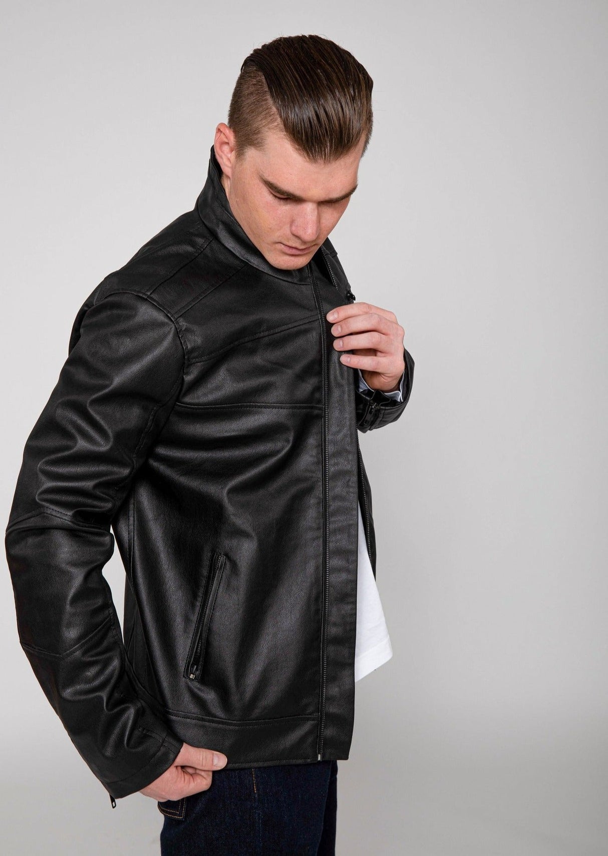 Men's Eagle PU Faux Leather Biker Jacket From FAD