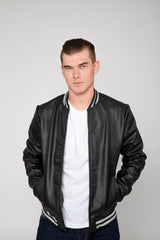 Men's Jett Varsity Lightweight PU Faux Leather Bomber Jacket From FAD