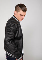 Men's Jett Varsity Lightweight PU Faux Leather Bomber Jacket From FAD