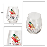 Crystal Christmas Santa's Sleigh Wine & Water Glasses - Set of 2, 17.5oz - Xmas Diamond Merry Christmas Santa Holiday Festive Theme Stemless Glass - New Year Holiday Gifts for Men Women Friend Family from The Wine Savant
