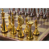 Brass Metal Modern Luxury Chess Pieces & Board Set 14" - Antique Copper & Gold From Royal Chess Mall