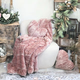 Tache Faux Fur Pink White Heart Shape Throw Pillow (#7) from Tache Home Fashion