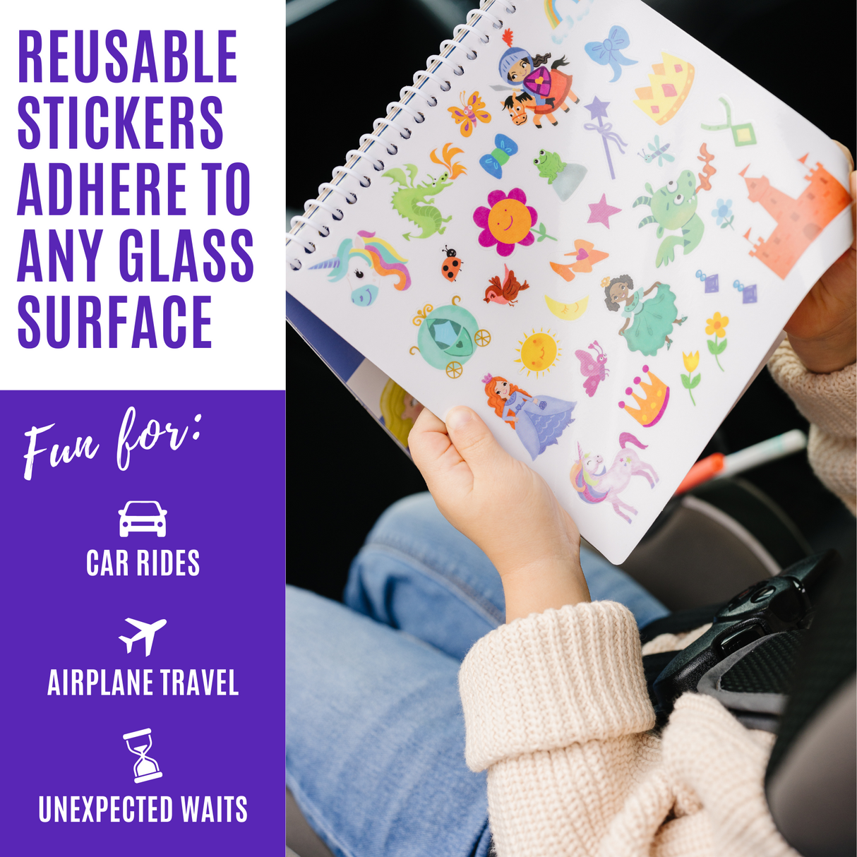 Small 7" Dry Erase Activity Book (incl. 2 Washable Markers & Reusable Stickers) from UnbuckleMe®