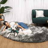PupCloud™ Human-Size Faux Fur Memory Foam Dog Bed - Charcoal Grey From Paw.com
