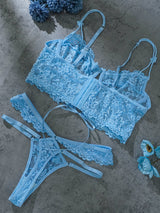 Blue Pearls Small Flower Lace Lingerie Set From Hello.LA.Girl