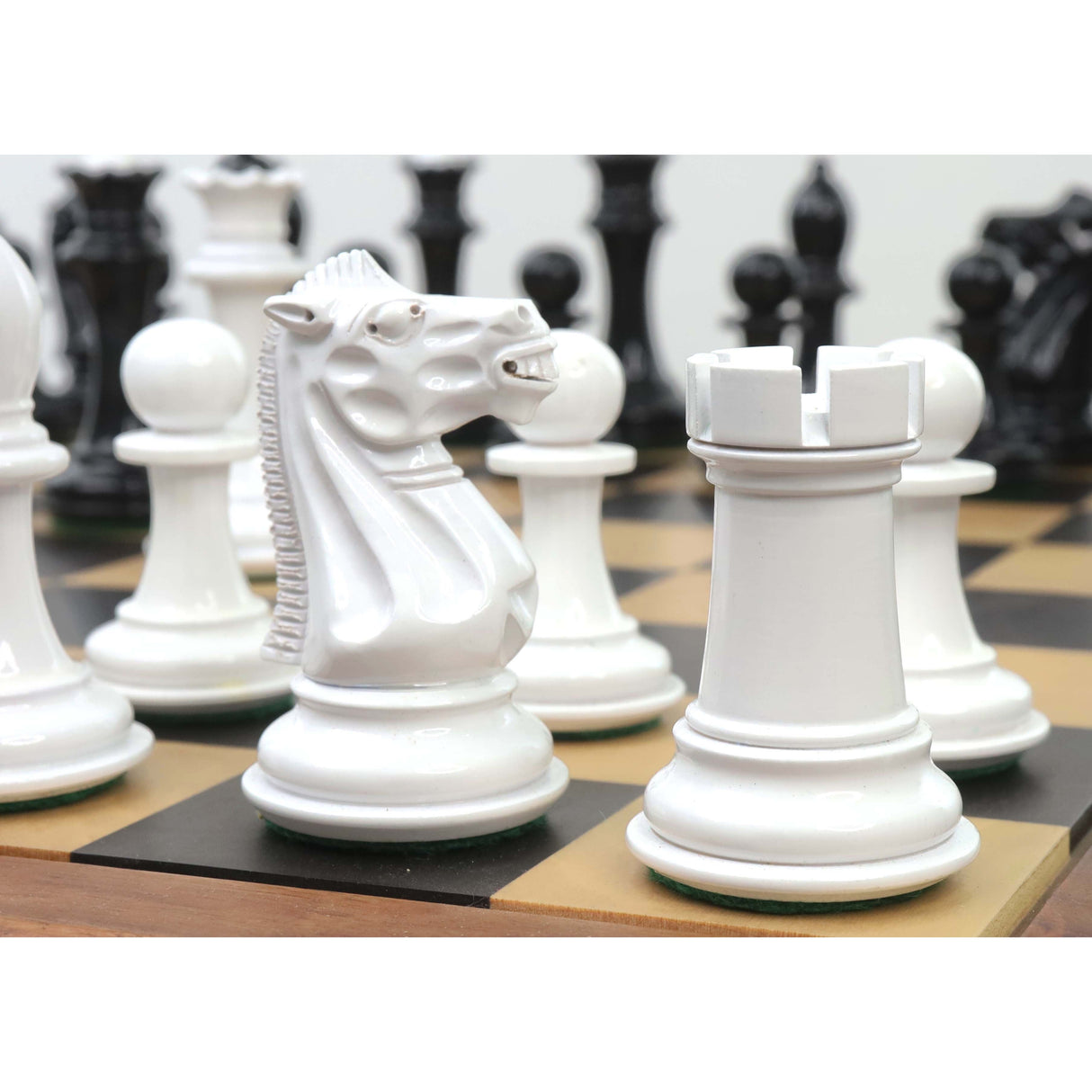 Soviet Reproduced 1940s' Chess Set- Chess Pieces Only - Black and White Lacquer Boxwood From Royal Chess Mall