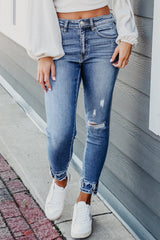 Macie Distressed Frayed Ankle Skinny Jeans From Threaded Pear