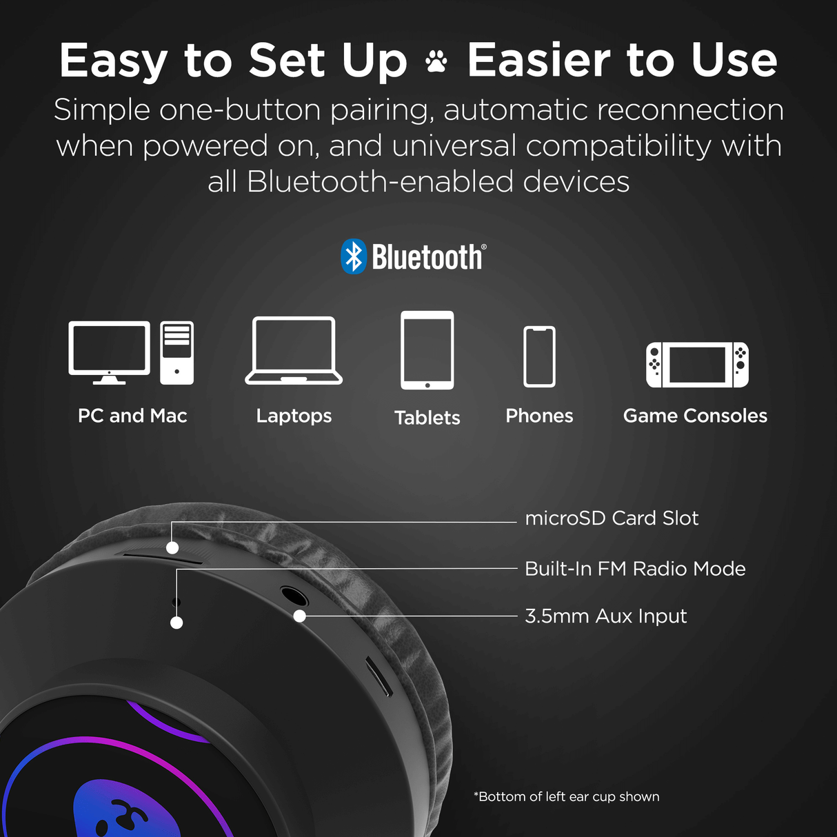 HyperGear Bunny Tracks Wireless Light-Up Headphones from Jupiter Gear Home