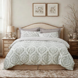 Tache Dreamy Moon Sky Ogee Damask Heather Gray White Duvet Cover (TB300) from Tache Home Fashion