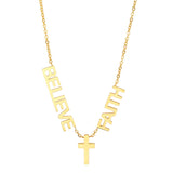 Faith, Believe & Cross Necklace From Steel Time