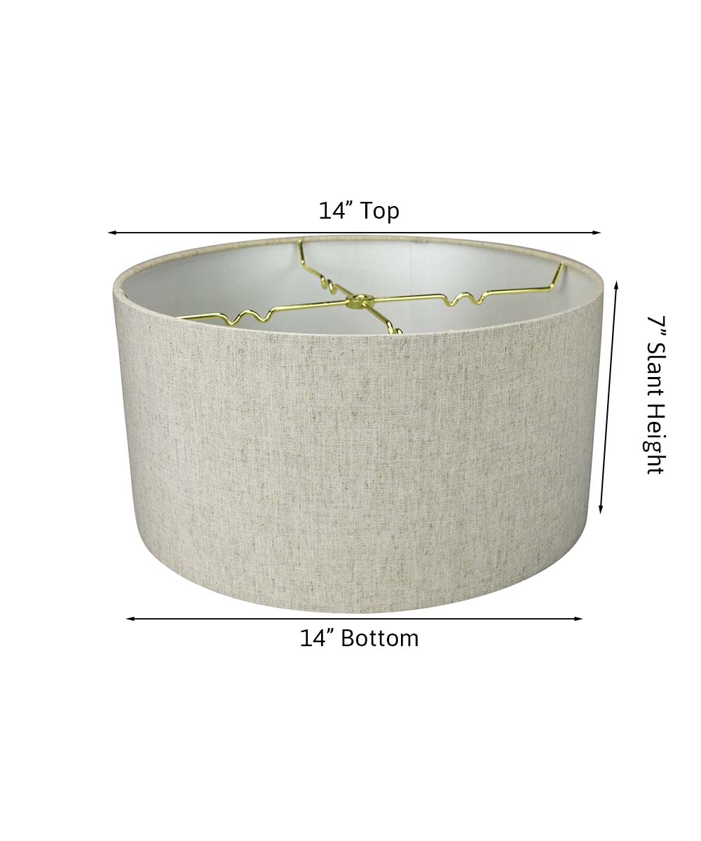 Textured 14"W x 7"H Oatmeal Hardback Drum Lampshade From LampsUSA